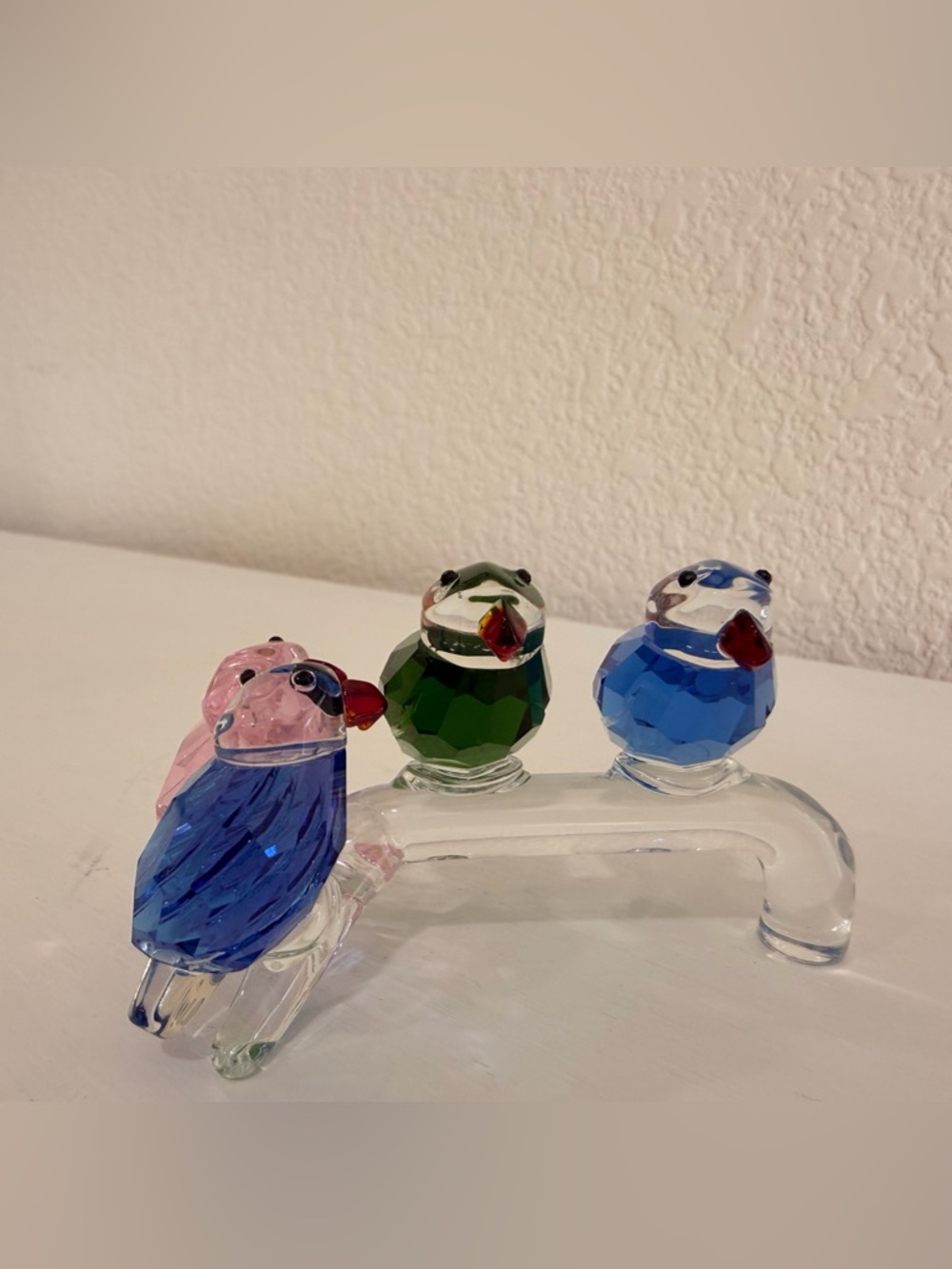 Faceted Crystal Glass Bird Quartet Decorative Figurines